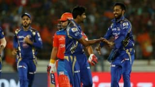 IPL 2017: Krunal Pandya, Jasprit Bumrah help Mumbai Indians (MI) clinch super-over thriller against Gujarat Lions (GL), in IPL 10 match 35
